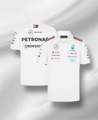 Weißes Poloshirt des Mercedes-Teams 2024