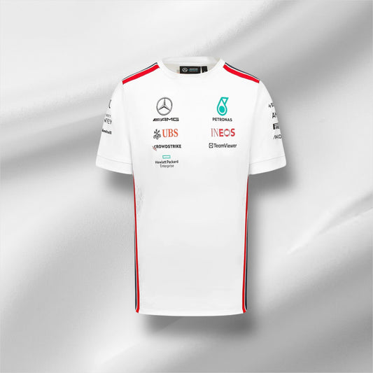 Maillot blanc de l'équipe Mercedes 2023