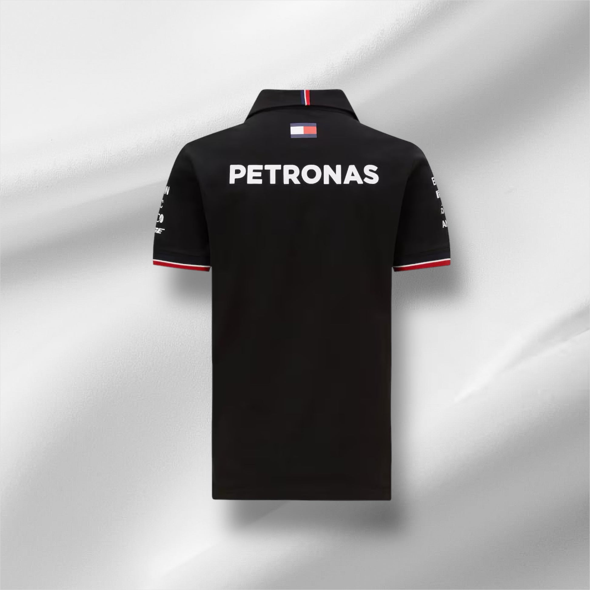 Schwarzes Poloshirt des Mercedes-Teams 2021