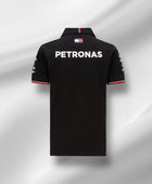 Schwarzes Poloshirt des Mercedes-Teams 2021