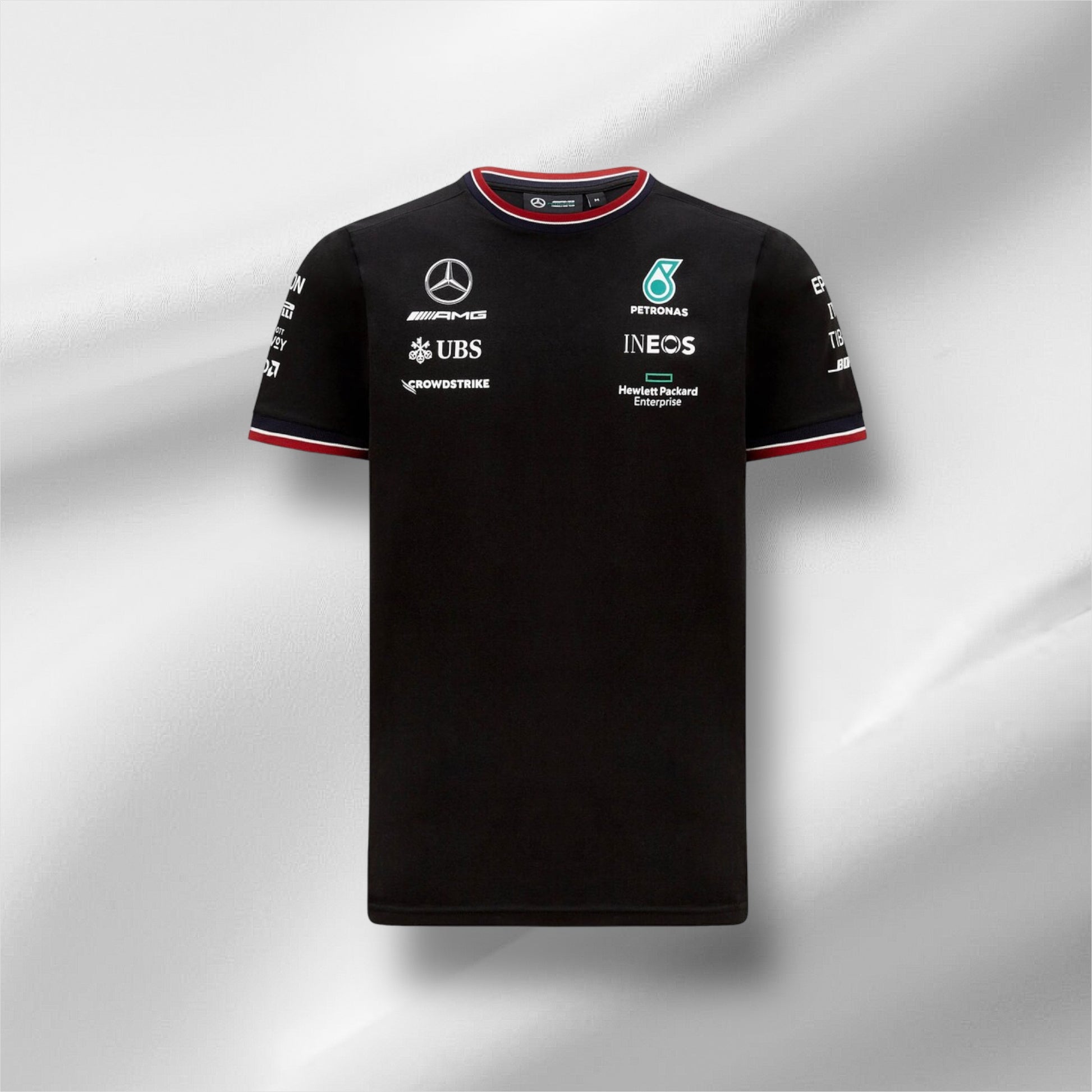 Schwarzes Mercedes-Team-Shirt 2021