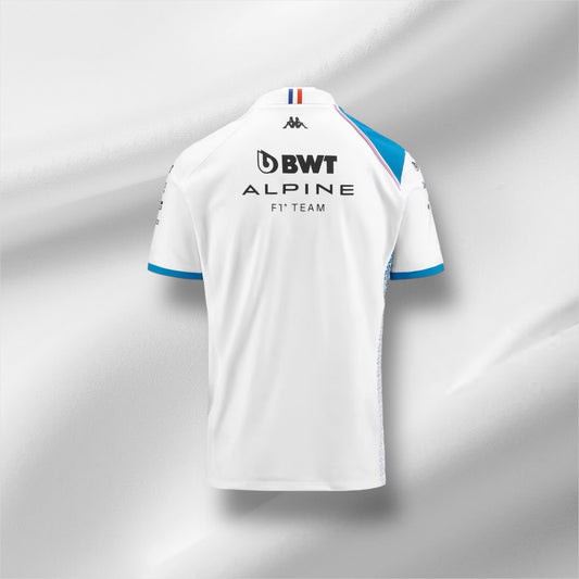 Weißes Poloshirt des Alpine-Teams 2023