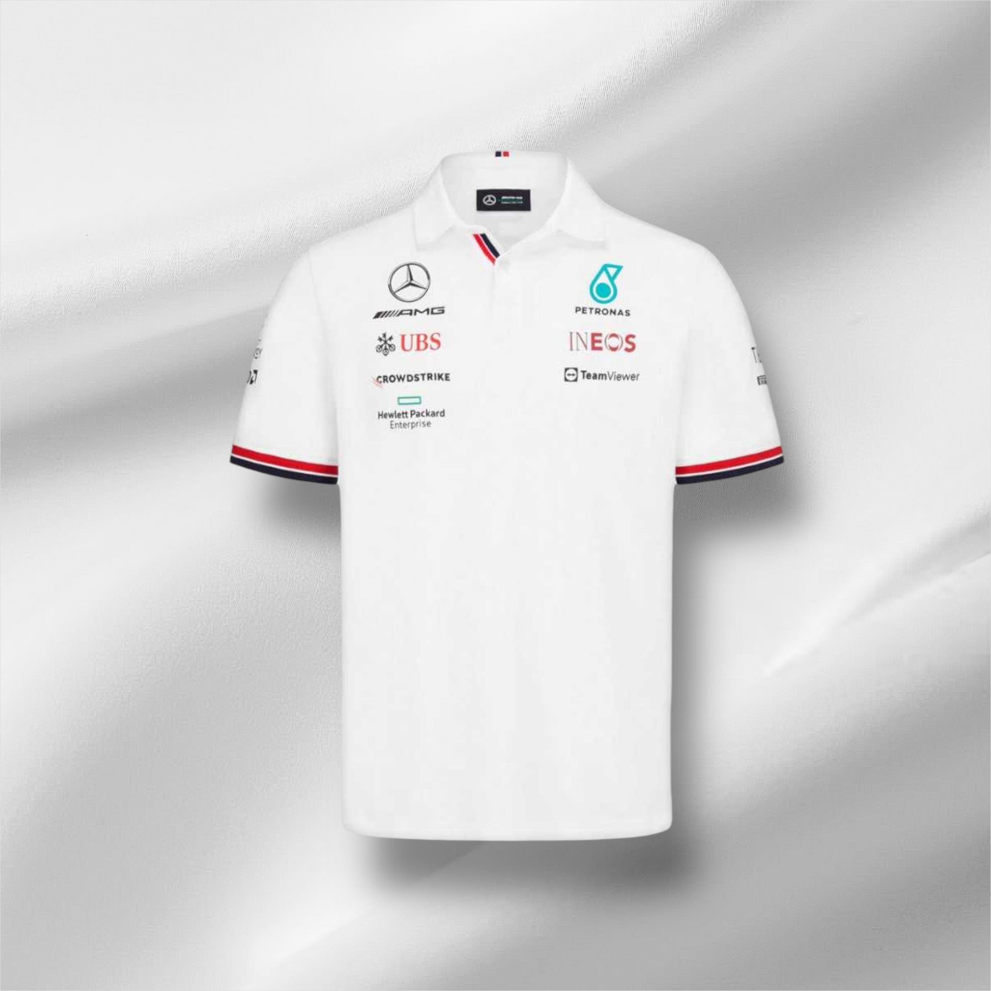 Weißes Poloshirt des Mercedes-Teams 2022