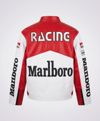 White MB Leather Racing Jacket - Back