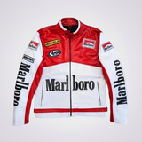 White MB Leather Racing Jacket - Front