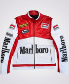 White MB Leather Racing Jacket - Front