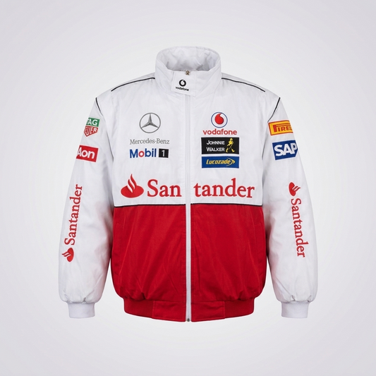 White Mercedes Vintage Racing Jacket V1 - Front
